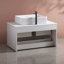 Meuble-lavabo flottant contemporain de 31,5 po avec lavabo vasque en céramique et armoire de rangement - parfait pour les petites salles de bain