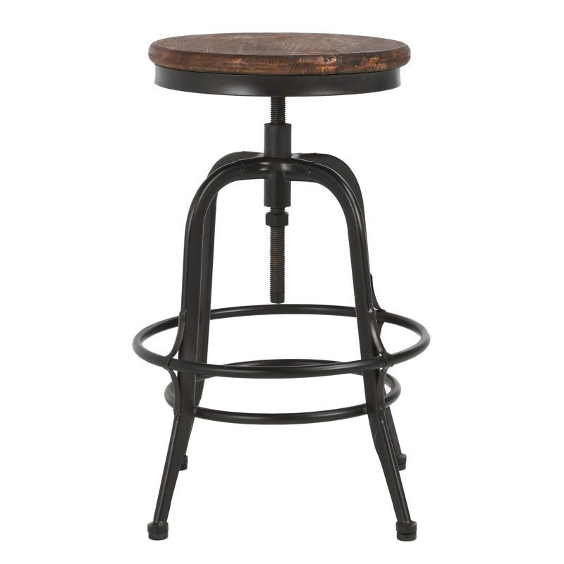 Swivel Solid Wood Adjustable Height Stool, Black