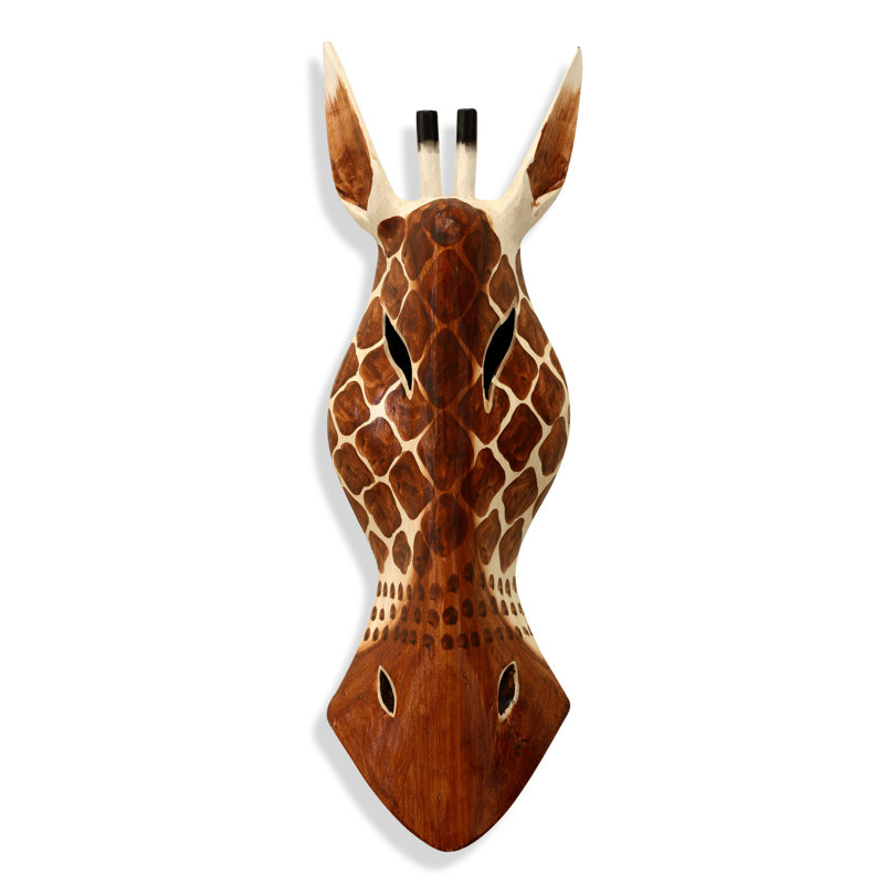 Décoration murale masque tribal girafe, H 12 po x l 5 po x P 1,5 po