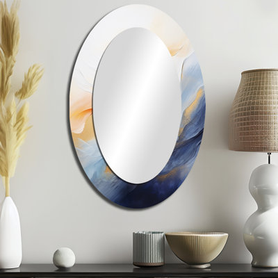 Miroir mural moderne bleu et jaune en marbre Storm II