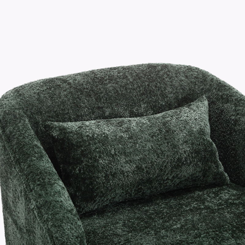Fauteuil club pivotant à 360 degrés, Chenille émeraude incorrecte