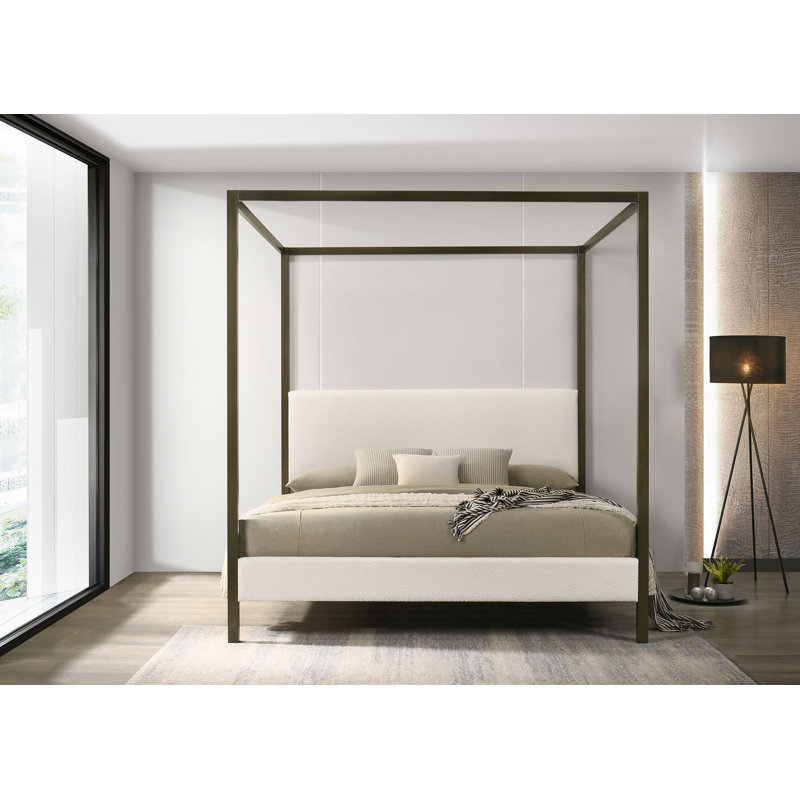 Kilgo Upholstered Queen Canopy Bed Vanilla - Exceptional Quality