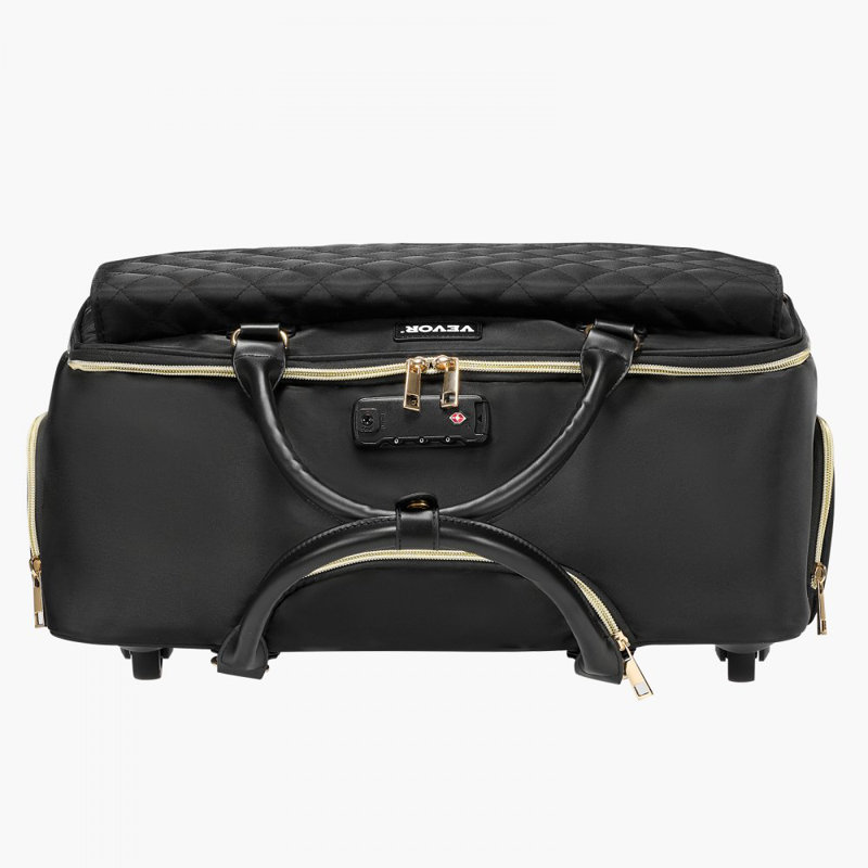 Rolling Laptop Bag 17.3 Inch Wheeled Computer Bag for Women & Men Black Gold