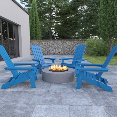 Balasi Poly Resin Folding Adirondack Chair-Indoor/Outdoor Patio Chair by Rosecliff Heights