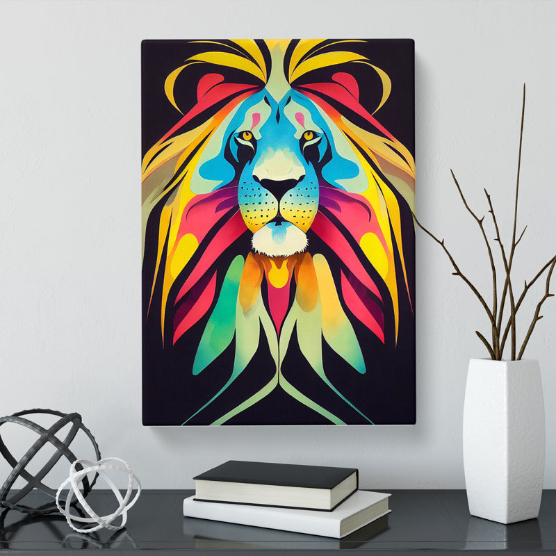 CAN-V0523-1403X Lion Marbling - Wrapped Canvas Print, 50cm H x 35cm W x 3cm D, No Matte, Wrapped Canvas