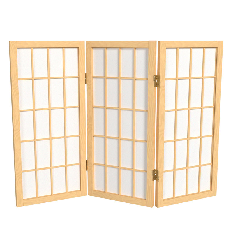 Paravent court Alex H 26,5 po, Naturel, 3 panneaux