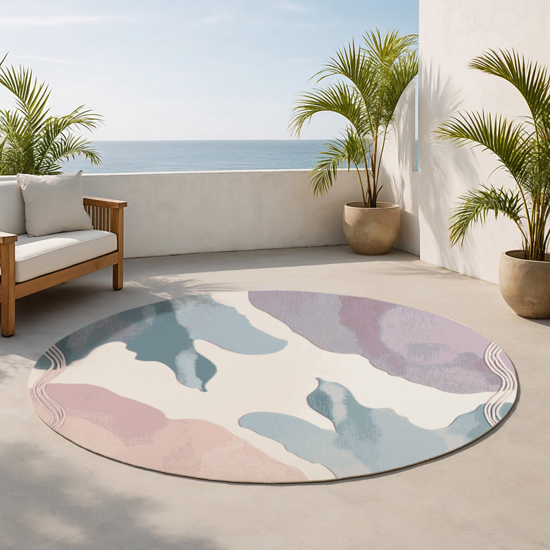 Tapis intérieur et extérieur Golden Tide, Rond 5 pi
