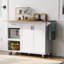 Îlot de cuisine en bois avec abattant, armoire et tablettes-766239116