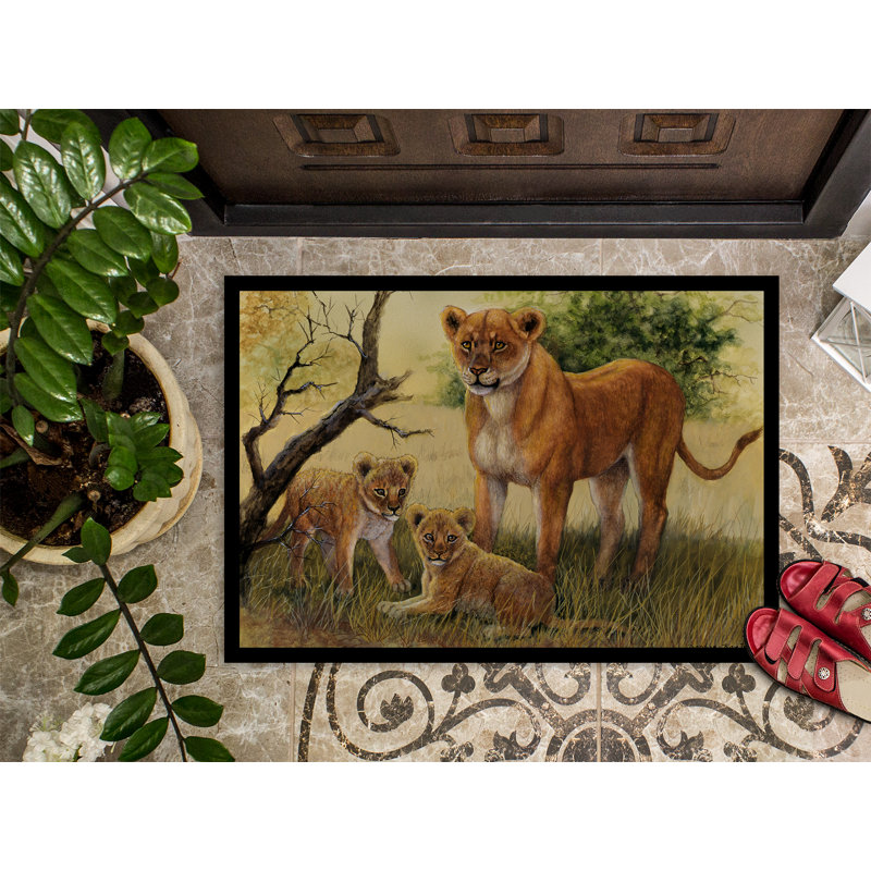 Tapis d'extérieur antidérapant Lion and Cubs, Rectangle 2 pi x 3 pi