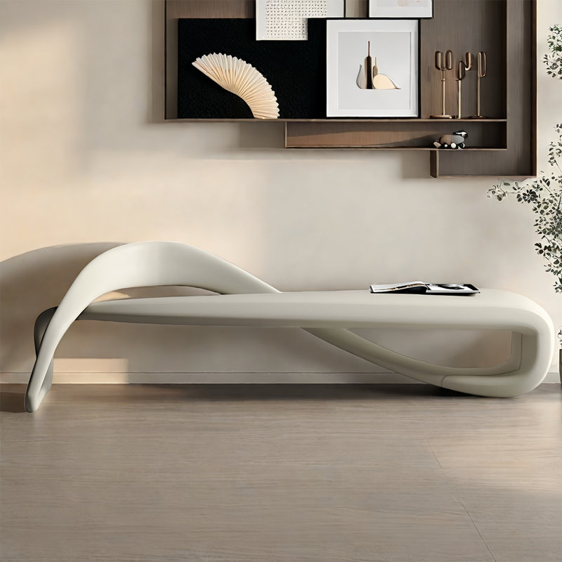 Banc rembourré en microfibre et cuir massif, H 16,14 po x l 70,87 po x P 18,11 po