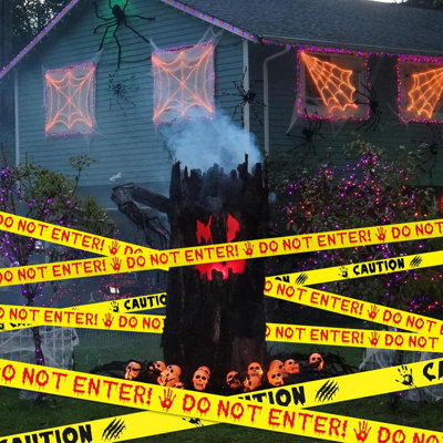 Halloween Decorations Caution Tape 2In x 328Ft,Blood Color 2Pcs DO NOT ENTER and Black 2Pcs CAUTION Tape,Halloween Outdoor Decor DIY Tape Scary Warning for Indoor & Outside,Party Supplies,Danger Zones