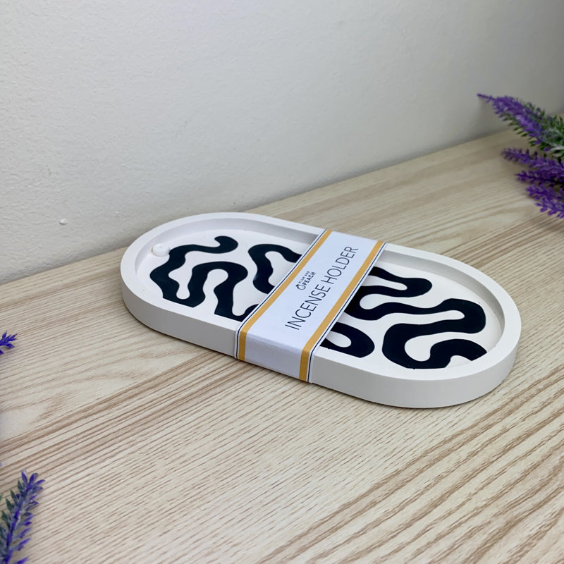 Black Swirls Incense Holders Dish