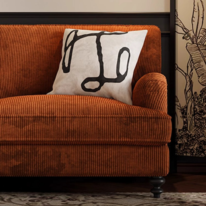 Retro Corduroy Straight-layout Sofa, Caramel 