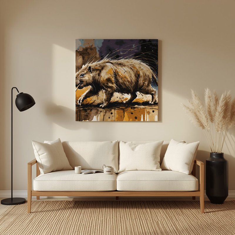 Faune, art mural en métal gris Aardvark, H 32 po x l 32 po