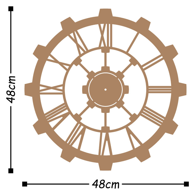 Stylish Decorative Metal Wall Clock, 18.9 x 18.9 inches | 100% Metal Construction, Thickness: 0.06 inches | Silent Mechanism, Easy Wall Mounting, Perfect for Home & Office Decor, Battery Operated (AA Not Included)