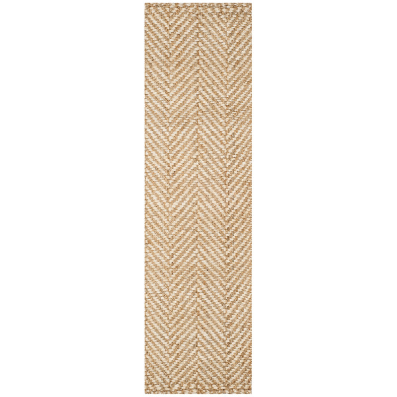 Gardell Natural Fiber Hand Woven Jute Chevron Rug, Runner 2'3" x 8'