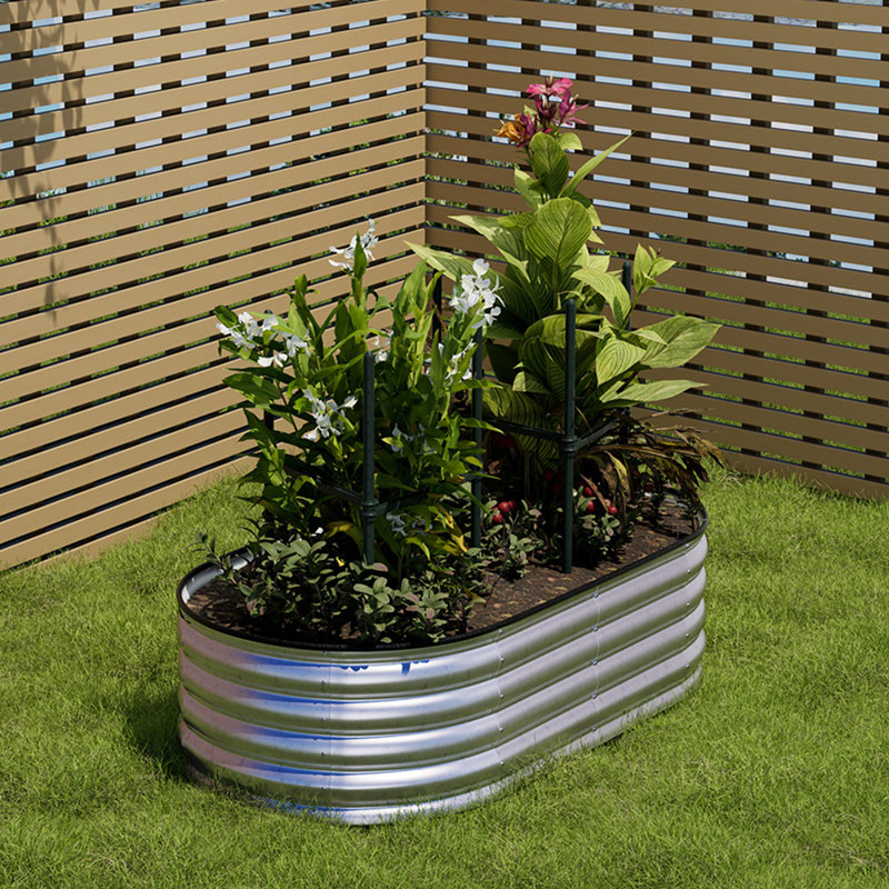 Brelon Galvanized Planter: Weatherproof, Child-Safe & Easy Drain, 42cm H x 160cm W x 80cm D, Sliver