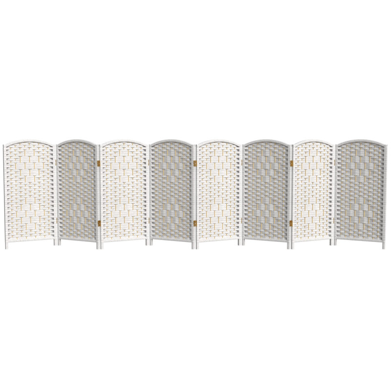 Paravent Short Diamond Weave, 3 pi, 8, Blanc
