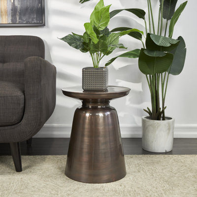 Alaunna Copper Metal Side End Accent Table with Bell Shaped Base, 15" x 15" x 19" by Wade Logan