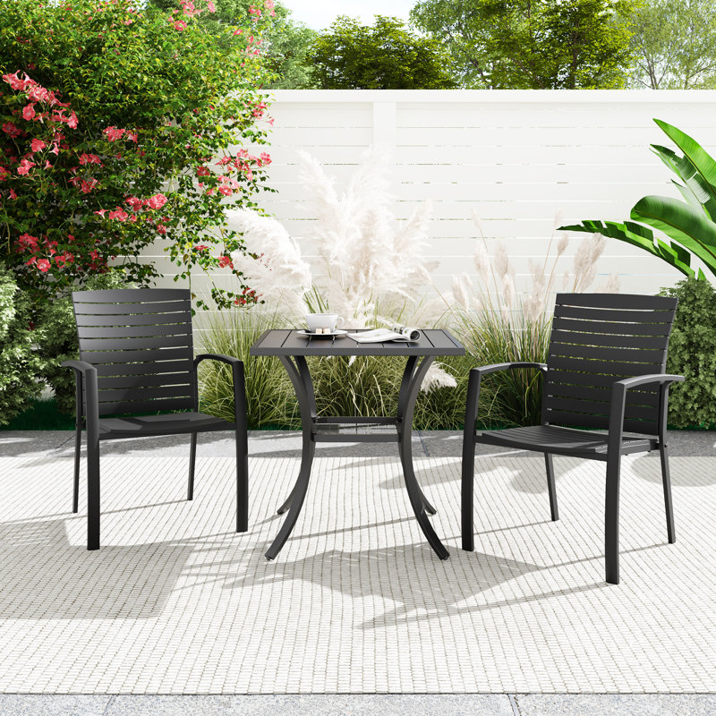 2 - Person Metal Patio Dining Set With Square Table