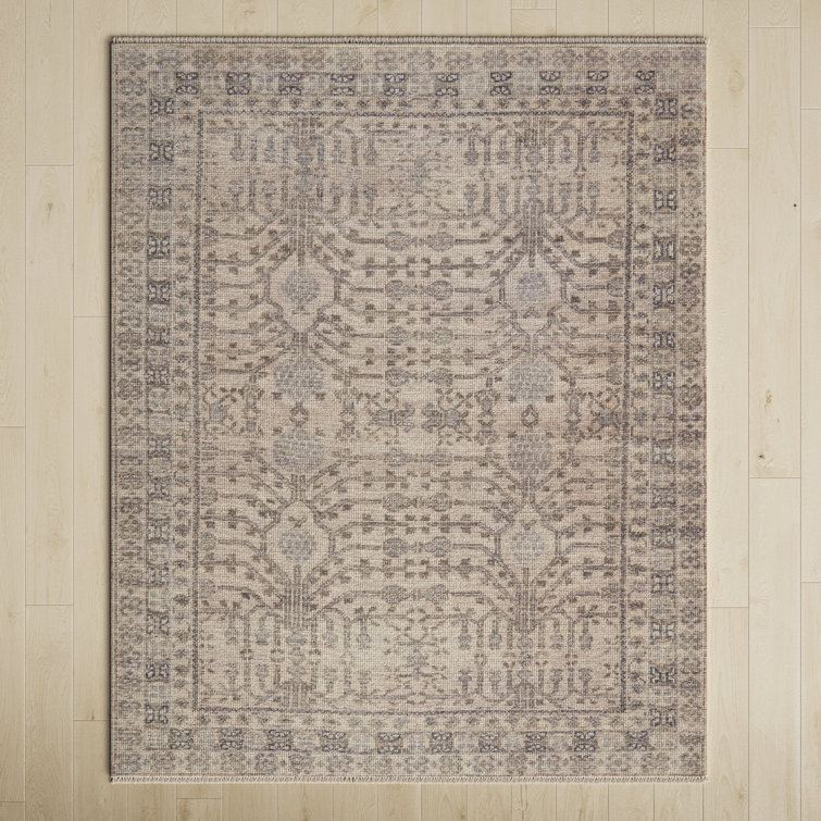 Gattis Hand-Knotted New Age Wool Area Rug in Gray