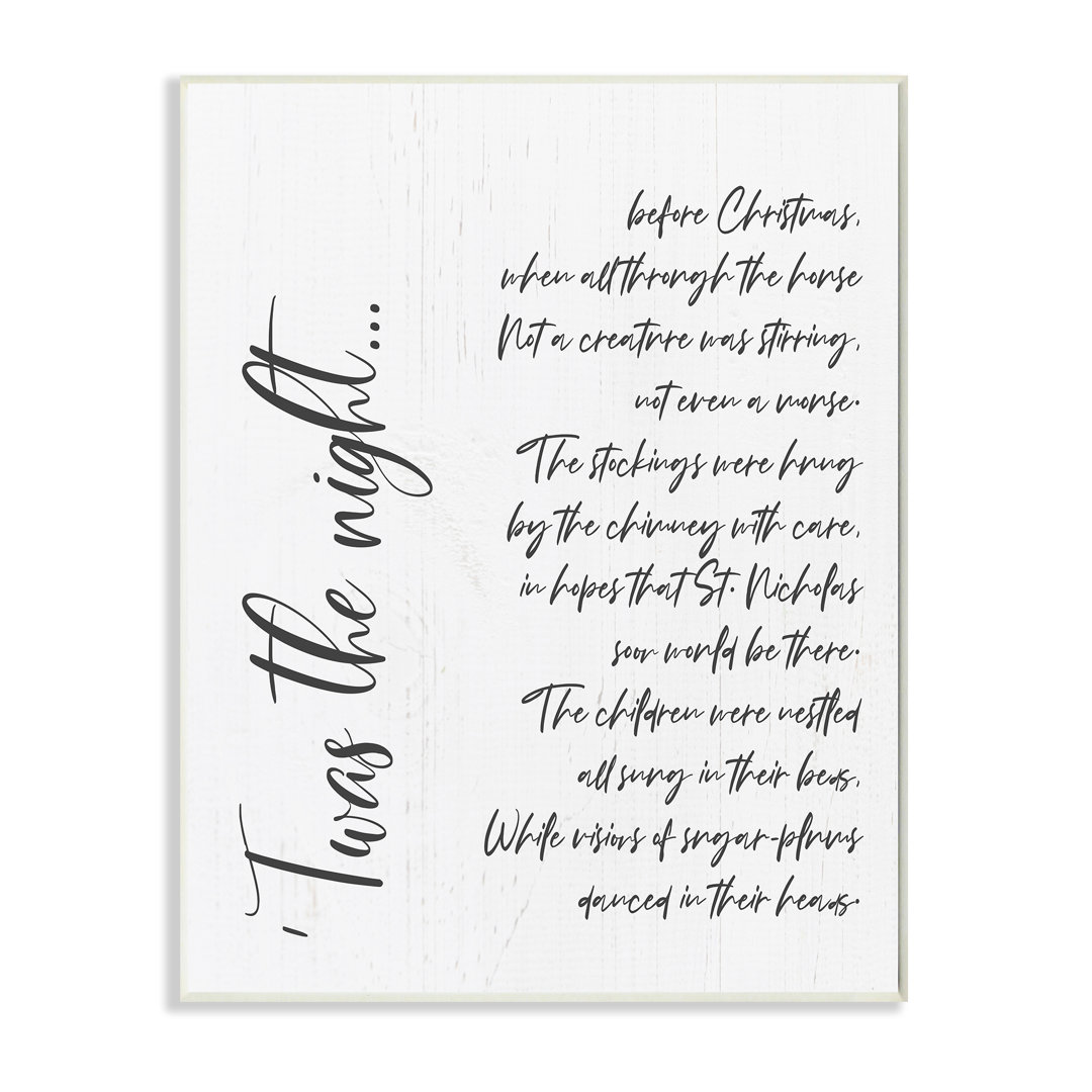 'Twas the Night Quote Minimal Whimsical Christmas' by Anna Quach - Textual Art Print The Holiday Aisle® 