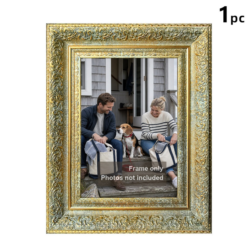 Cadre photo 5 pièces x 7 po or antique 1PC pour tablette de bureau, Or antique, 1, L 5 po x H 7 po