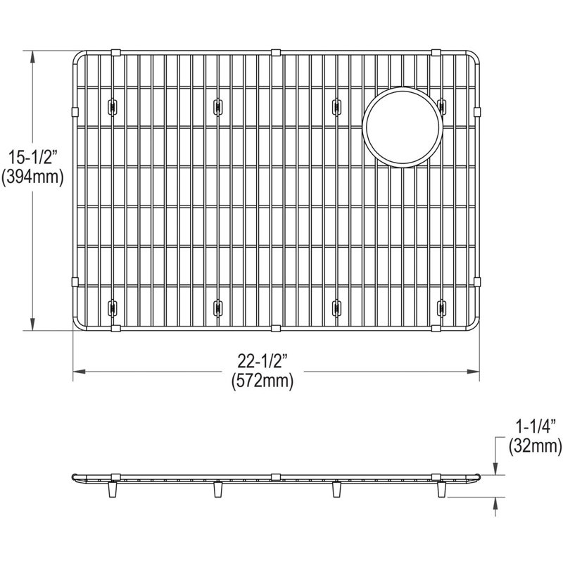 Elkay Crosstown Stainless Steel 22-1/2" x 15-1/2" x 1-1/4" Bottom Grid