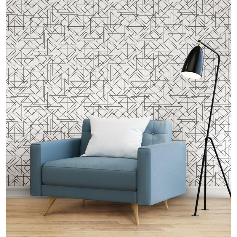 Papier peint adhésif Triangulation, Noir/blanc