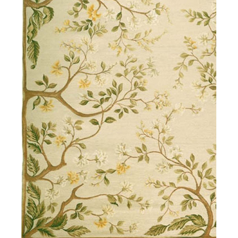 Hand-Knotted High-Quality Beige Area Rug, Rectangle 6' x 9'1"
