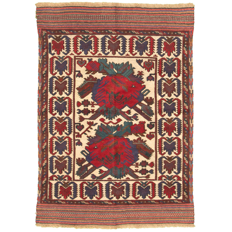 Tapis à main one-of-kind-noué la 2010 rouge tadjik 4 pi 1 po x 5 pi 9 po zone de laine Westbrooke