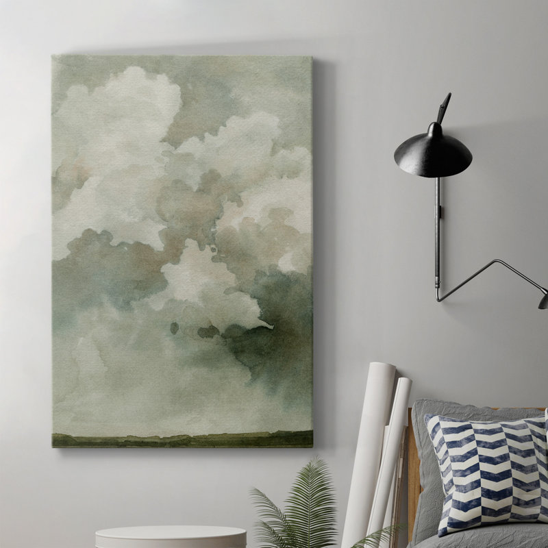 «Coming Rain I», toile tendue avec châssis de qualité supérieure - prête à être accrochée, H 27 po x l 18 po x P 1 po