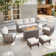 Deb 6-Pieces Outdoor Wicker Patio Conversation Set with Fire Pit Table and Ottomans