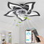 Ventilateur de plafond encastré moderne avec ensemble d'éclairage à DEL à intensité variable de 25,2 po, Rc, pales réversibles, 6 vitesses - queue d'hirondelle