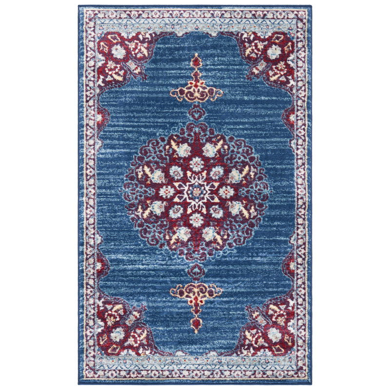 Barcus Oriental Burgundy/Ivory Area Rug, Rectangle 3' x 5'