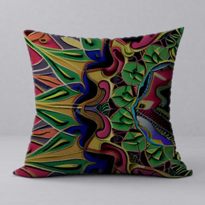 Pillow New ManosMorenas Vibrant Character & Patterns/ size 18"x18"