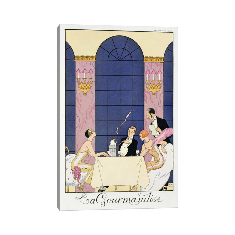 The Gourmands, 1920-30 by George Barbier - Painting on Canvas, 66.04cm H x 45.72cm W x 3.81cm D, Wrapped Canvas