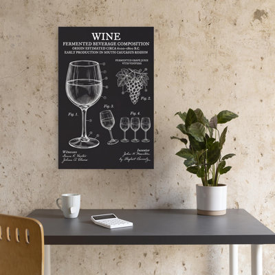 Vintage Wine Patent Drawing Vintage Abstract Fruit Landscape Wall Art Print 1 Piece Wrapped Canvas Wall Art