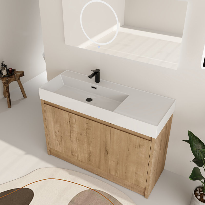 Ensemble de meuble-lavabo simple 48 po avec plateau en résine Chesham, Gauche
