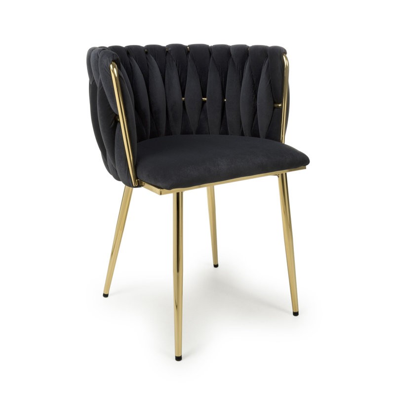 Aarnoud 48cm H Upholstered Side Chair, Black Velvet 