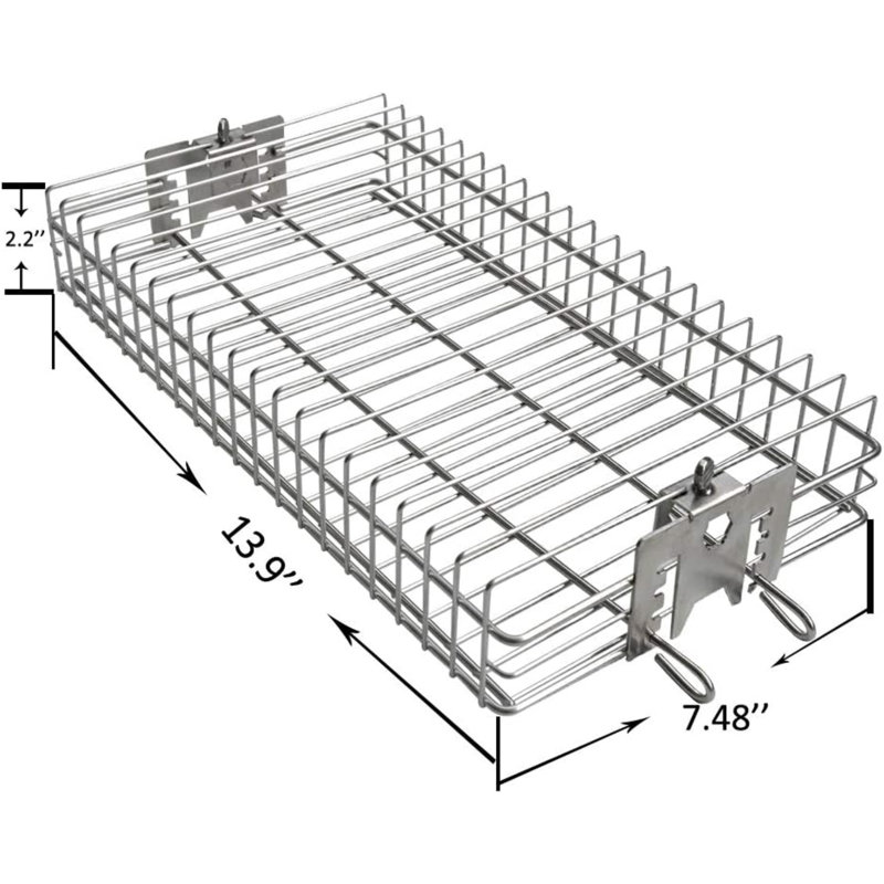 Le panier à rôtissoire à rôtir à broche plate 6042 en acier inoxydable 6042 convient à tout barbecue, convient aux hexagones de 1/2 po, hexagone de 3/8 po, carré de 3/8 po et de rôtissoire carrée de 5/16 po