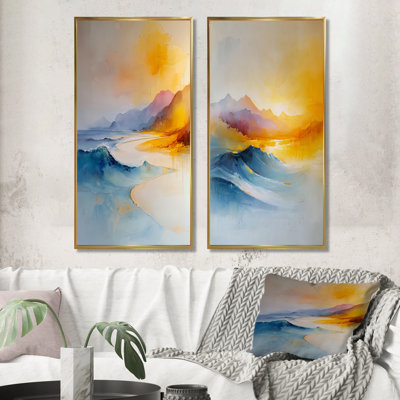 Vagues océaniques sur le minimalisme, paysage côtier I - Collection d'art mural 2 pièces