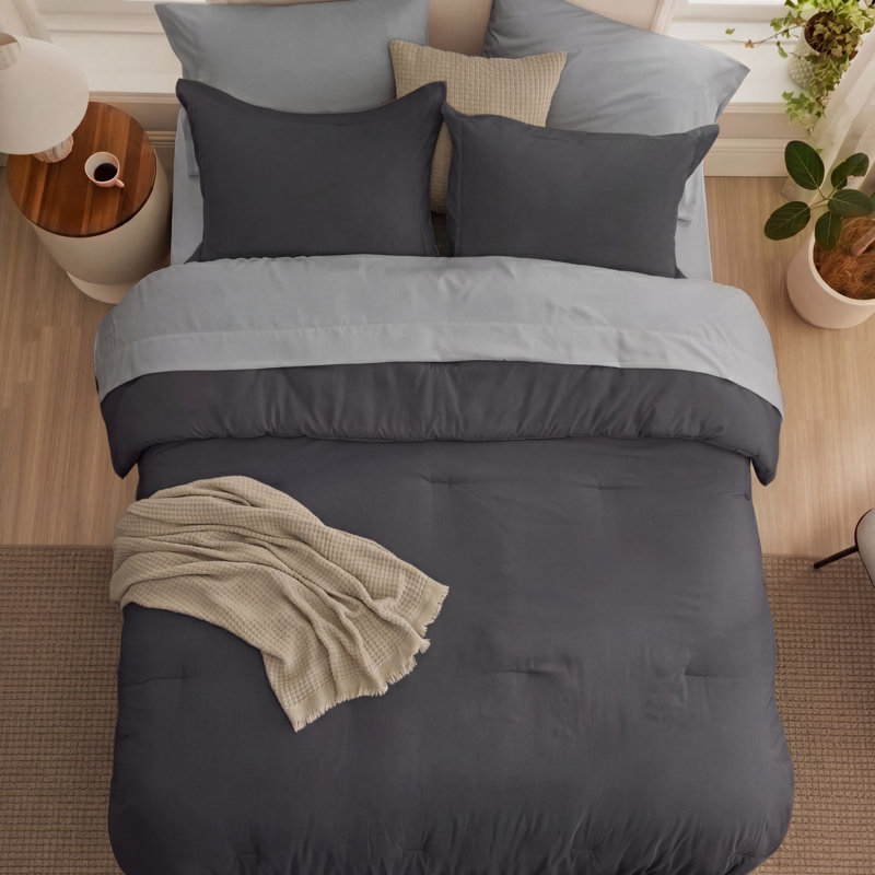 Bedsure Twin Comforter Set Quiet Shade, 7 Pieces Soft Comforter for Twin Size Bed with Sheets, Pillowcases & Shams, All Season Boho Twin Size Bed in a Bag
