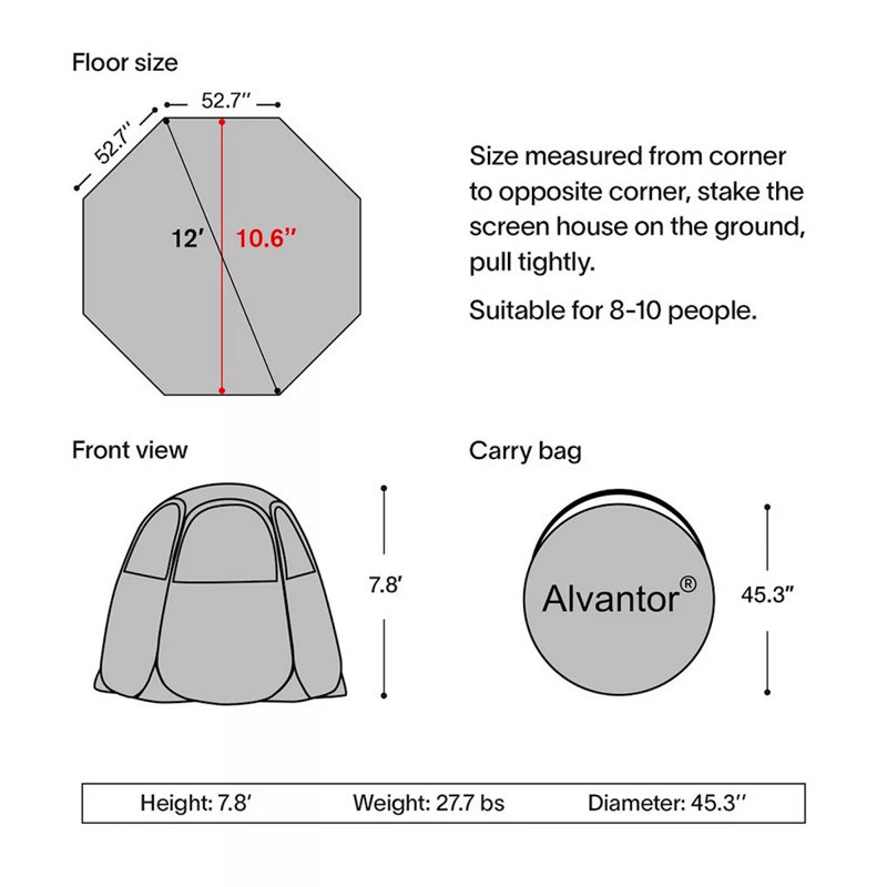 Tent, 90'' H x 144'' W x 144'' D