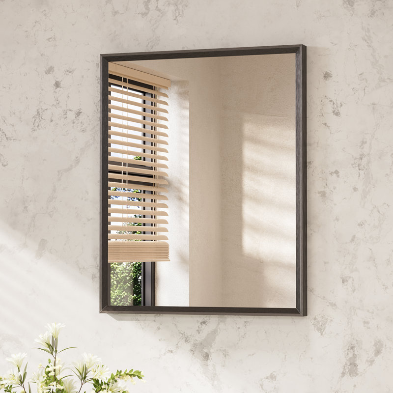 Miroir de salle de bain rectangulaire, 16 po x 20 po, Noir mat