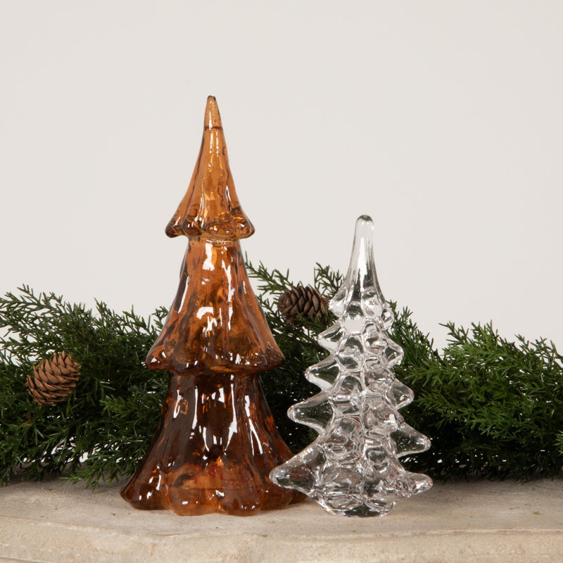 Arbre de Noël en verre, H 6,25 po x l 3,5 po x P 3,5 po