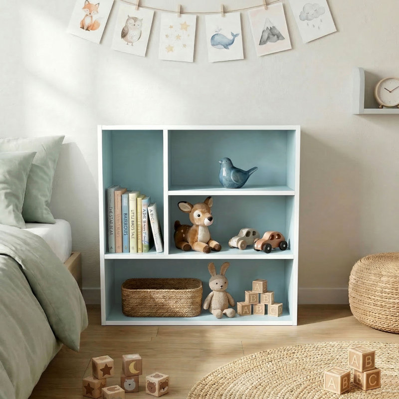 Bibliothèque de rangement Breayla, 4-Vertical, Bleu clair