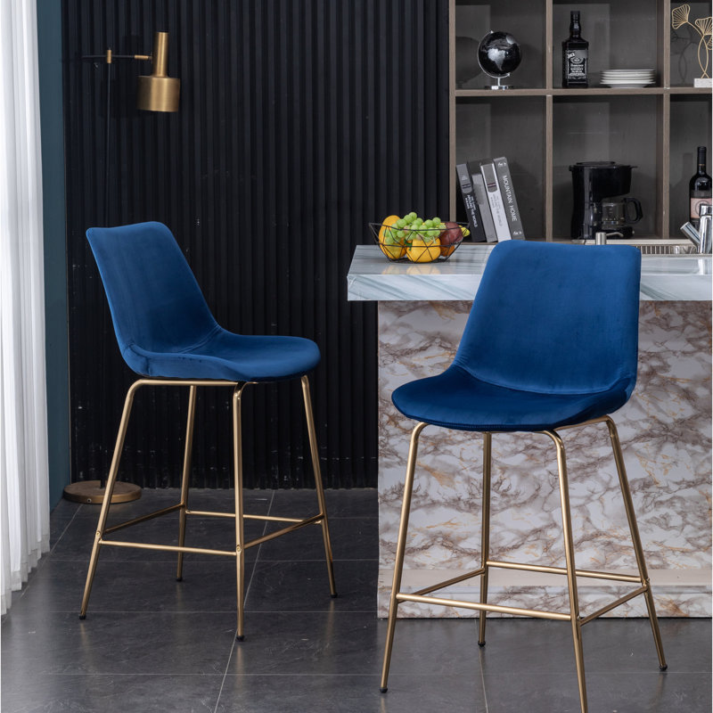 Tabourets bleus modernes (2) - Fabrication en métal, confortable et relaxant