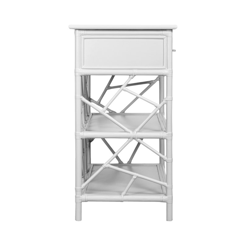 End Table with Storage, White