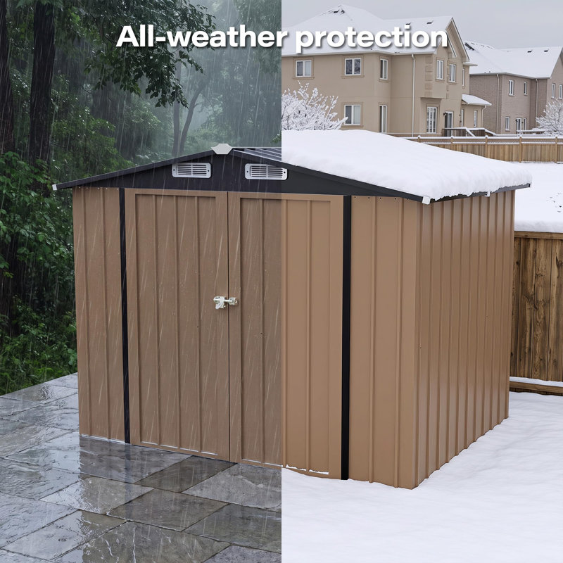 Decksplore 8 ft. W x 6 ft. D Outdoor Storage Shed with Lockable Metal Garden Tool Shed